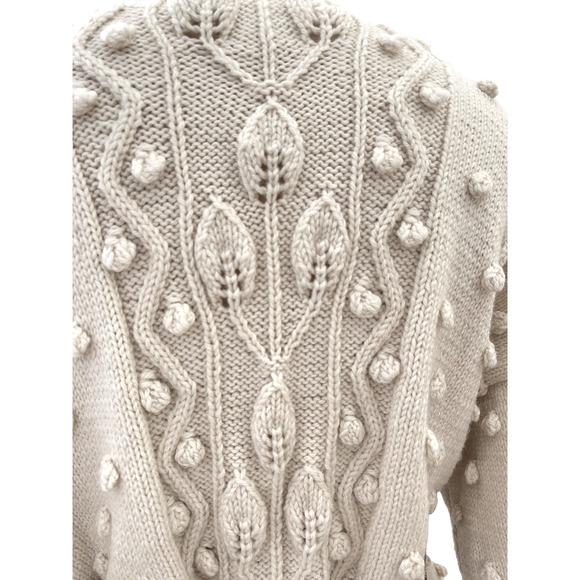 Black Sheep of Rye Sweater‎ Tunic Ivory Fisherman Cable Wool England sz M/L - Picture 4 of 6